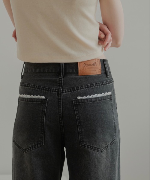 JUMELLE(ジュメロ)の「レースデザインワイドデニム(デニムパンツ・レディース・ライトブルー/ブラック・SMALL/MEDIUM)」の19枚目の写真