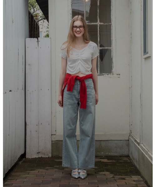 JUMELLE(ジュメロ)の「レースデザインワイドデニム(デニムパンツ・レディース・ライトブルー/ブラック・SMALL/MEDIUM)」の20枚目の写真