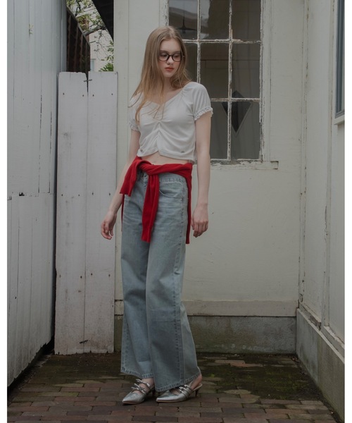 JUMELLE(ジュメロ)の「レースデザインワイドデニム(デニムパンツ・レディース・ライトブルー/ブラック・SMALL/MEDIUM)」の21枚目の写真