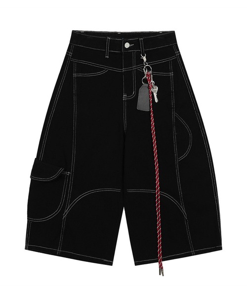 HOOK(フック)の「HOOK チェーンキーホルダー付き カーゴハーフパンツ (SS)(カーゴパンツ・メンズ・ブラック/ワイン・XL/M/L)」の3枚目の写真