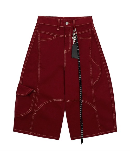 HOOK(フック)の「HOOK チェーンキーホルダー付き カーゴハーフパンツ (SS)(カーゴパンツ・メンズ・ブラック/ワイン・XL/M/L)」の5枚目の写真
