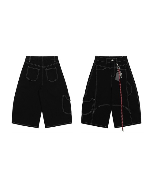 HOOK(フック)の「HOOK チェーンキーホルダー付き カーゴハーフパンツ (SS)(カーゴパンツ・メンズ・ブラック/ワイン・XL/M/L)」の7枚目の写真