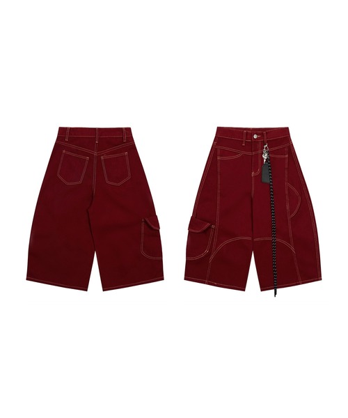 HOOK(フック)の「HOOK チェーンキーホルダー付き カーゴハーフパンツ (SS)(カーゴパンツ・メンズ・ブラック/ワイン・XL/M/L)」の8枚目の写真