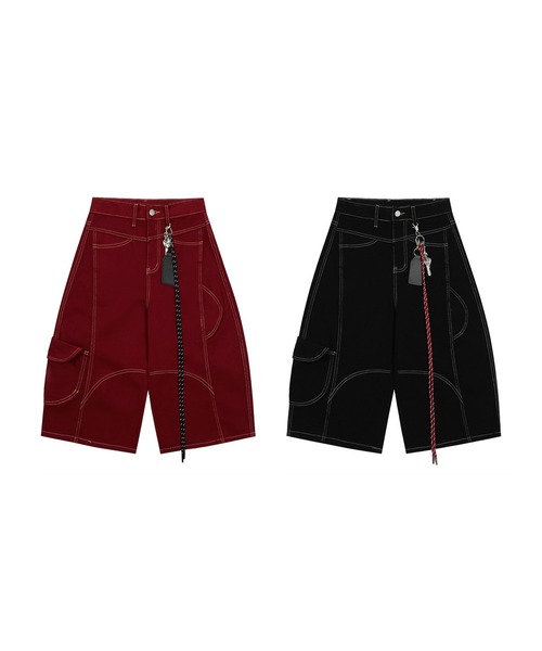 HOOK(フック)の「HOOK チェーンキーホルダー付き カーゴハーフパンツ (SS)(カーゴパンツ・メンズ・ブラック/ワイン・XL/M/L)」の9枚目の写真