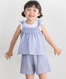 BeBe Petits Pois Vert（ベベプチポワヴェール）の「【店舗限定】サッカーチュニック＋パンツセットアップ(95~150cm)（セットアップ）」