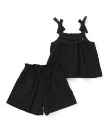 BeBe Petits Pois Vert（ベベプチポワヴェール）の「【店舗限定】サッカーチュニック＋パンツセットアップ(95~150cm)（セットアップ）」