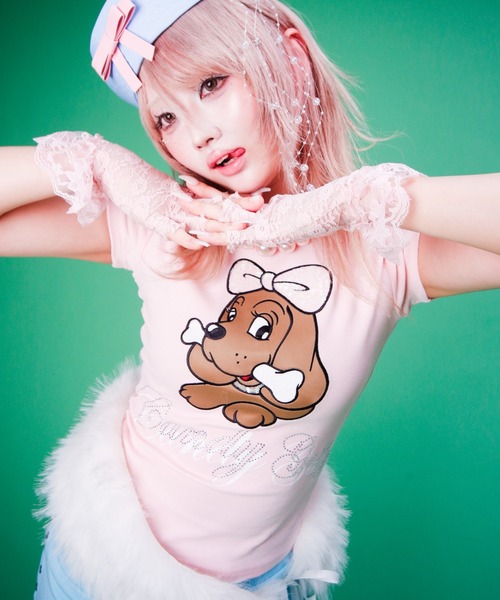 GALFY(ガルフィー)の「【GALFY】キラピカラブリィTEE / 【ガルフィー】キラピカラロゴ半袖Tシャツ(Tシャツ/カットソー・レディース・ピンク/ブラック/ホワイト・M/S)」の5枚目の写真