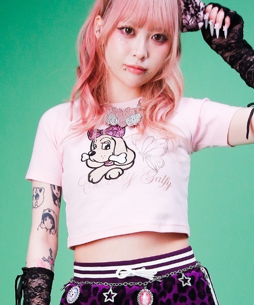 GALFY(ガルフィー)の「【GALFY】キラピカラブリィTEE / 【ガルフィー】キラピカラロゴ半袖Tシャツ(Tシャツ/カットソー・レディース・ピンク/ブラック/ホワイト・M/S)」の10枚目の写真