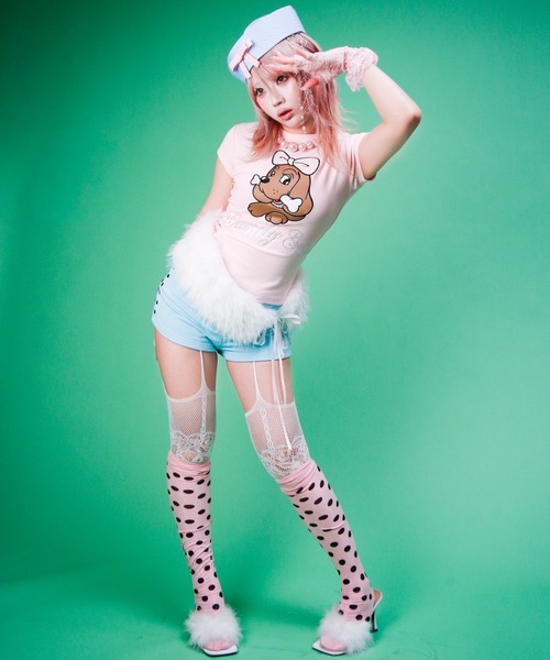 GALFY(ガルフィー)の「【GALFY】キラピカラブリィTEE / 【ガルフィー】キラピカラロゴ半袖Tシャツ(Tシャツ/カットソー・レディース・ピンク/ブラック/ホワイト・M/S)」の8枚目の写真