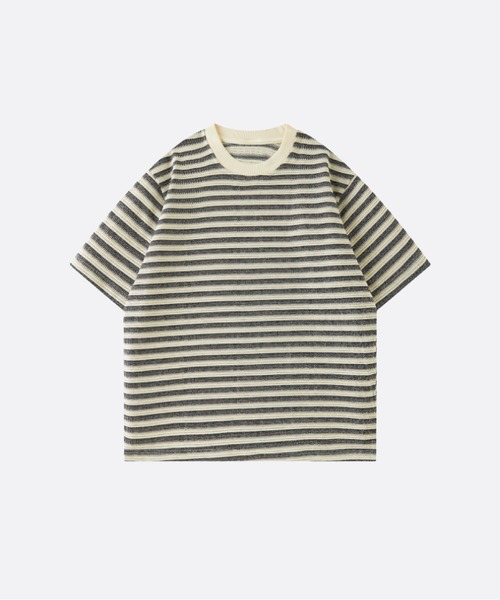 U:UME(ユーム)の「Emboss Baisc Stripe T(Tシャツ/カットソー・メンズ・アイボリー/ブラック・SMALL/X-LARGE/LARGE/MEDIUM)」の2枚目の写真