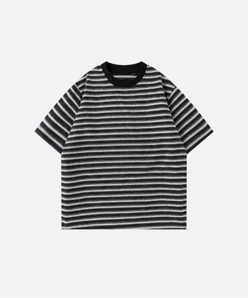 U:UME(ユーム)の「Emboss Baisc Stripe T(Tシャツ/カットソー・メンズ・アイボリー/ブラック・SMALL/X-LARGE/LARGE/MEDIUM)」の1枚目の写真