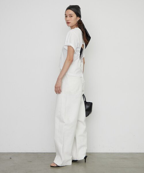 LOUNGEDRESS(ラウンジドレス)の「《バックオープン》バックホール半袖Tシャツ(Tシャツ/カットソー・レディース・オフホワイト/イエロー・FREE)」の3枚目の写真