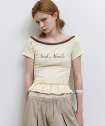 OFF-SHOULDER FRILL CROP TOP_CREAM