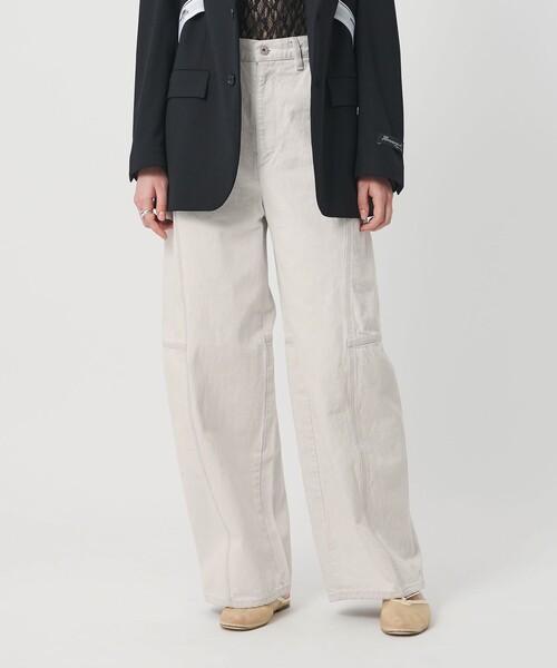 H BEAUTY&YOUTH UNITED ARROWS(エイチビューティーアンドユースユナイテッドアローズ)の「<H>13oz デニム バレルパンツ(デニムパンツ・レディース・ダークグレー/ホワイト・M/S)」の1枚目の写真