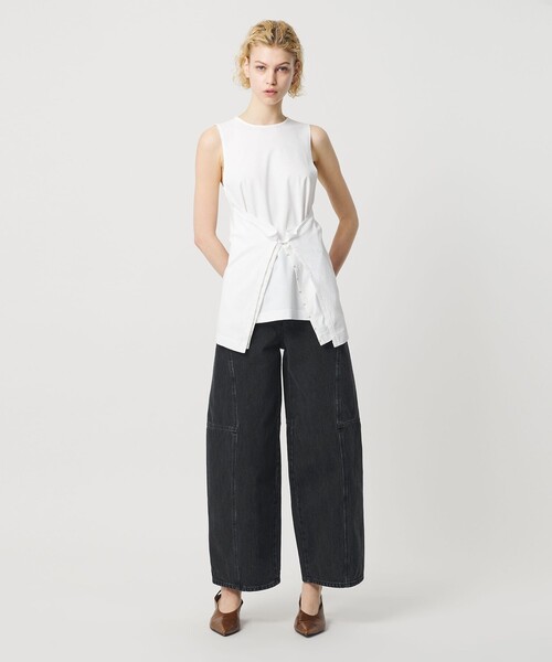 H BEAUTY&YOUTH UNITED ARROWS(エイチビューティーアンドユースユナイテッドアローズ)の「<H>13oz デニム バレルパンツ(デニムパンツ・レディース・ダークグレー/ホワイト・M/S)」の2枚目の写真