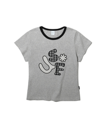 チェックドットアプリケTシャツ(メランジ)
