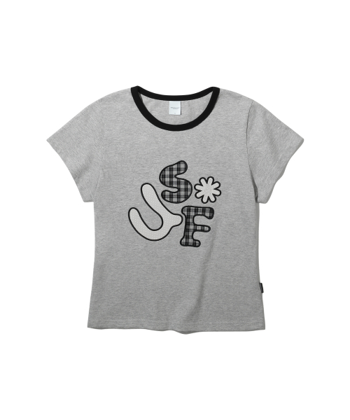 URBANSTOFF(アーバンストッフ)の「チェックドットアプリケTシャツ(メランジ)(Tシャツ/カットソー・レディース・その他・SMALL)」の1枚目の写真
