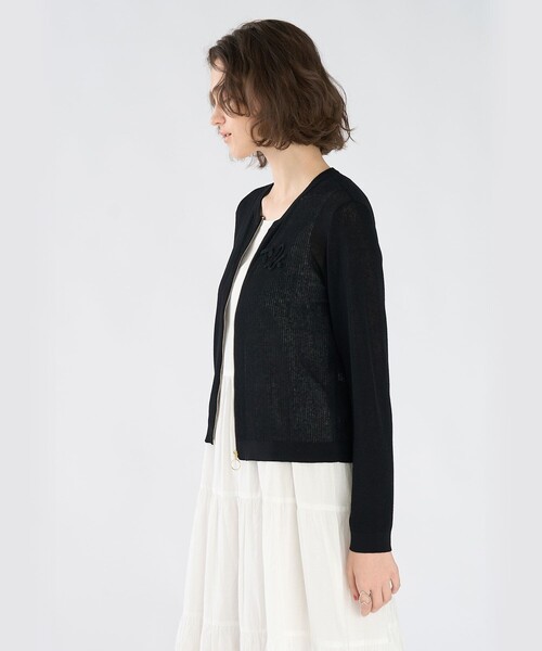 To b. by agnes b.(トゥービーバイアニエスベー)の「レース ニット ジップアップ カーディガン(カーディガン/ボレロ・レディース・ブラック・FREE)」の4枚目の写真