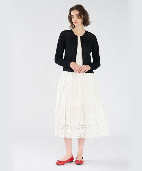 To b. by agnes b.(トゥービーバイアニエスベー)の「レース ニット ジップアップ カーディガン(カーディガン/ボレロ・レディース・ブラック・FREE)」の6枚目の写真