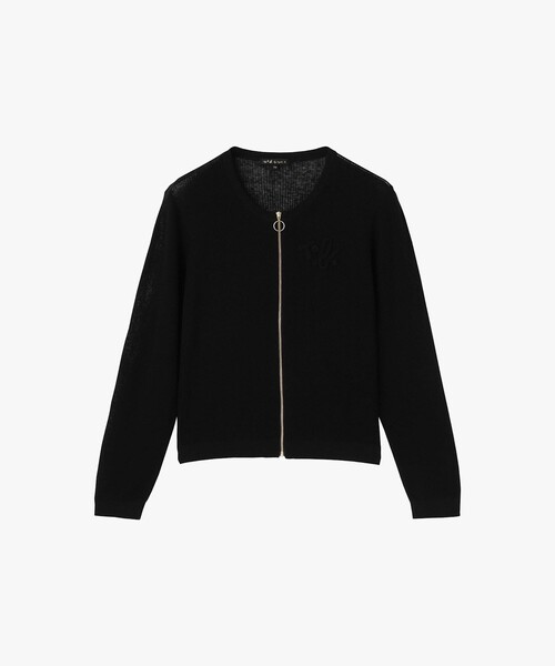 To b. by agnes b.(トゥービーバイアニエスベー)の「レース ニット ジップアップ カーディガン(カーディガン/ボレロ・レディース・ブラック・FREE)」の2枚目の写真