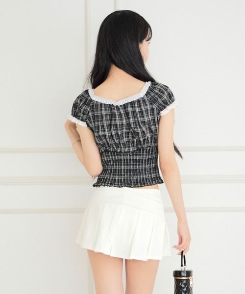 ALLuRing ChaRm(アリュリングチャーム)の「Girly Check Lace-up Blouse / ガーリーチェックレースアップブラウス(シャツ/ブラウス・レディース・ブラック・FREE)」の17枚目の写真