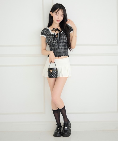 ALLuRing ChaRm(アリュリングチャーム)の「Girly Check Lace-up Blouse / ガーリーチェックレースアップブラウス(シャツ/ブラウス・レディース・ブラック・FREE)」の19枚目の写真
