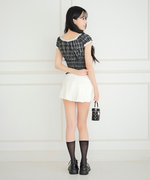 ALLuRing ChaRm(アリュリングチャーム)の「Girly Check Lace-up Blouse / ガーリーチェックレースアップブラウス(シャツ/ブラウス・レディース・ブラック・FREE)」の20枚目の写真