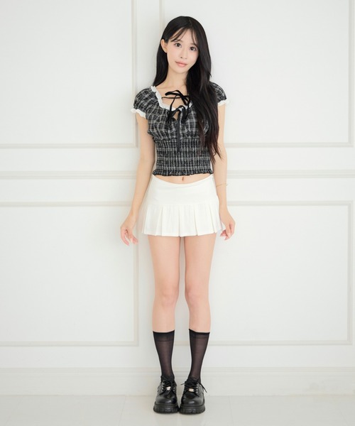 ALLuRing ChaRm(アリュリングチャーム)の「Girly Check Lace-up Blouse / ガーリーチェックレースアップブラウス(シャツ/ブラウス・レディース・ブラック・FREE)」の18枚目の写真