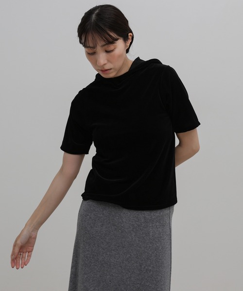 select MOCA(セレクトモカ)の「プチハイライトベロアフーディートップス(Tシャツ/カットソー・レディース・グレー/アイボリー/ブラック・FREE)」の2枚目の写真