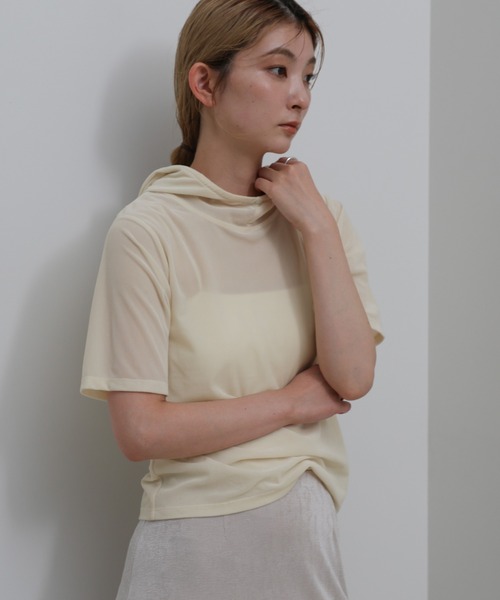select MOCA(セレクトモカ)の「プチハイライトベロアフーディートップス(Tシャツ/カットソー・レディース・グレー/アイボリー/ブラック・FREE)」の7枚目の写真