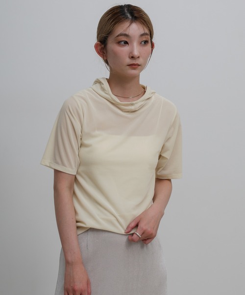 select MOCA(セレクトモカ)の「プチハイライトベロアフーディートップス(Tシャツ/カットソー・レディース・グレー/アイボリー/ブラック・FREE)」の11枚目の写真