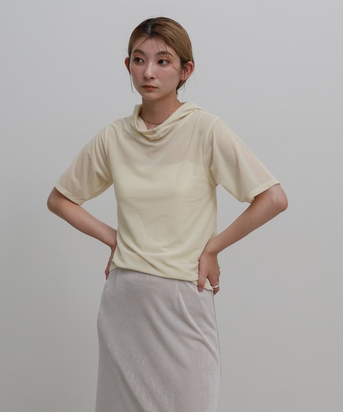 select MOCA(セレクトモカ)の「プチハイライトベロアフーディートップス(Tシャツ/カットソー・レディース・グレー/アイボリー/ブラック・FREE)」の13枚目の写真