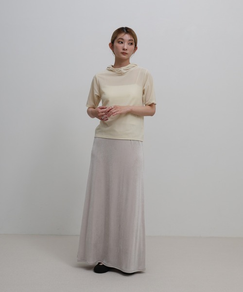 select MOCA(セレクトモカ)の「プチハイライトベロアフーディートップス(Tシャツ/カットソー・レディース・グレー/アイボリー/ブラック・FREE)」の4枚目の写真