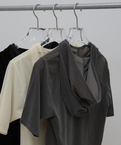 select MOCA(セレクトモカ)の「プチハイライトベロアフーディートップス(Tシャツ/カットソー・レディース・グレー/アイボリー/ブラック・FREE)」の15枚目の写真