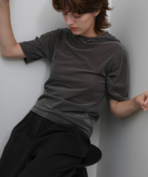 select MOCA(セレクトモカ)の「プチハイライトベロアフーディートップス(Tシャツ/カットソー・レディース・グレー/アイボリー/ブラック・FREE)」の16枚目の写真