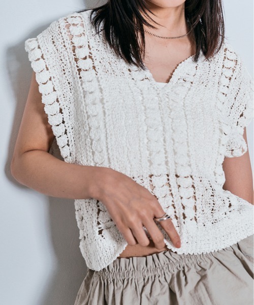W:Huku(フーク)の「キーネック クロシェ ニット トップス(ニット/セーター・レディース・オフホワイト/アイボリー・FREE)」の22枚目の写真