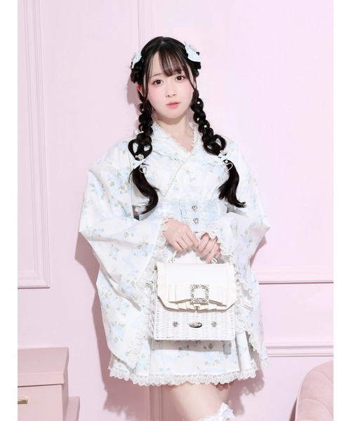 NOEMIE(ノエミー)の「ビジューリボンフリルフラップペーパーショルダー(ショルダーバッグ・レディース・ピンク/オフホワイト/ブラック・ONE SIZE)」の5枚目の写真