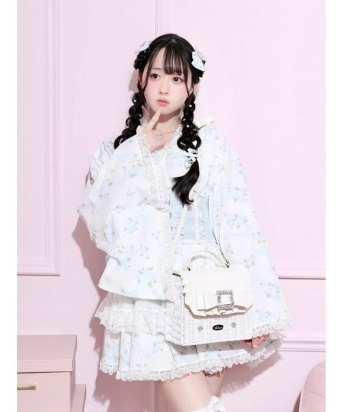 NOEMIE(ノエミー)の「ビジューリボンフリルフラップペーパーショルダー(ショルダーバッグ・レディース・ピンク/オフホワイト/ブラック・ONE SIZE)」の6枚目の写真