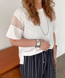 Doux archives（ドゥアルシーヴ）の「袖シアー切替カットソー（Tシャツ/カットソー・レディース）」