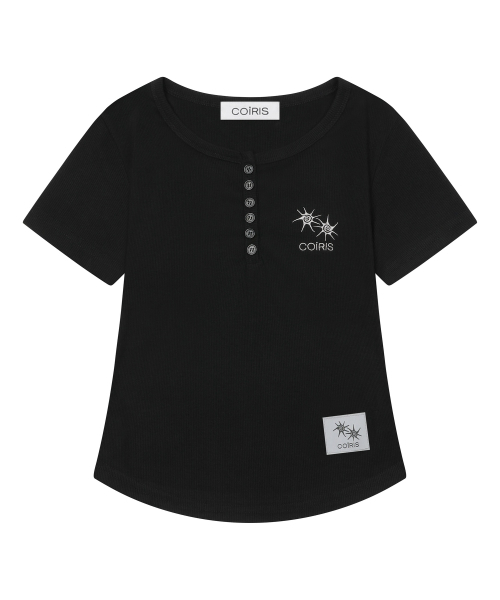COIRIS(コイリス)の「アリナボタン クロップクルミ 半袖Tシャツ (4カラー)(Tシャツ/カットソー・レディース・ホワイト/チャコールグレー/ブラック/ベージュ・FREE)」の21枚目の写真