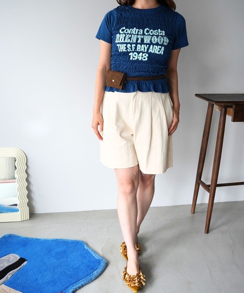 SANSeLF(サンセルフ)の「【SANSeLF】ロゴプリントシャーリングTシャツ sawk26s001(Tシャツ/カットソー・レディース・ネイビー/ライトブラック/ホワイト・FREE)」の9枚目の写真