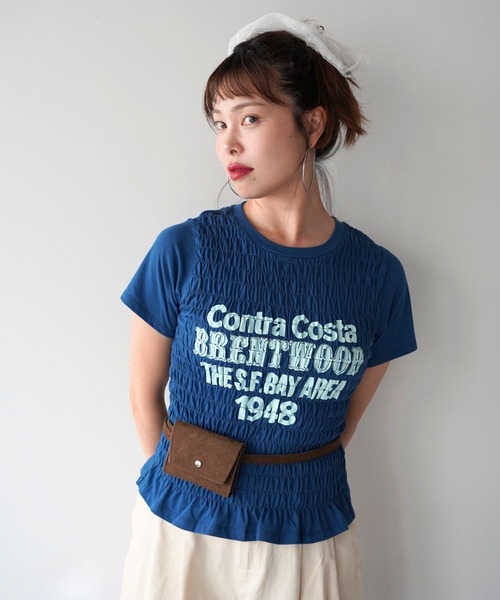 SANSeLF(サンセルフ)の「【SANSeLF】ロゴプリントシャーリングTシャツ sawk26s001(Tシャツ/カットソー・レディース・ネイビー/ライトブラック/ホワイト・FREE)」の10枚目の写真