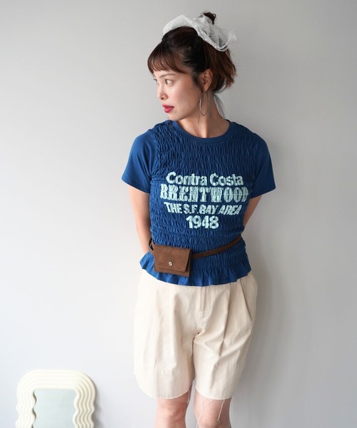 SANSeLF(サンセルフ)の「【SANSeLF】ロゴプリントシャーリングTシャツ sawk26s001(Tシャツ/カットソー・レディース・ネイビー/ライトブラック/ホワイト・FREE)」の11枚目の写真