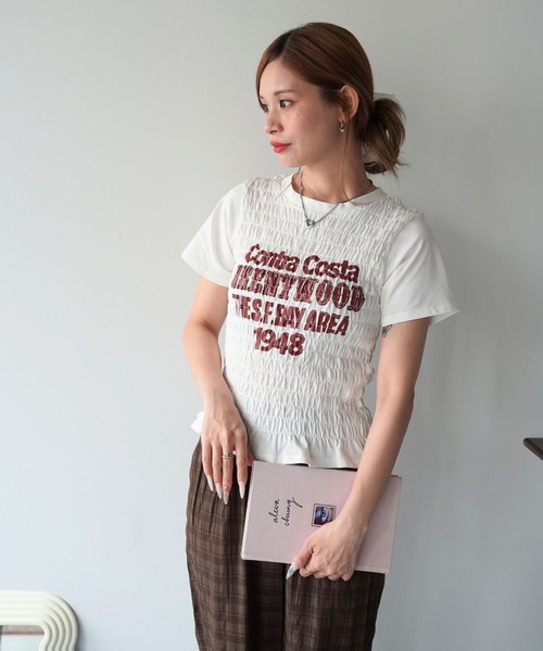 SANSeLF(サンセルフ)の「【SANSeLF】ロゴプリントシャーリングTシャツ sawk26s001(Tシャツ/カットソー・レディース・ネイビー/ライトブラック/ホワイト・FREE)」の16枚目の写真