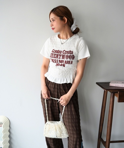 SANSeLF(サンセルフ)の「【SANSeLF】ロゴプリントシャーリングTシャツ sawk26s001(Tシャツ/カットソー・レディース・ネイビー/ライトブラック/ホワイト・FREE)」の18枚目の写真