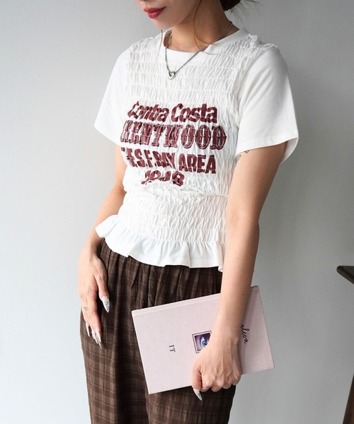 SANSeLF(サンセルフ)の「【SANSeLF】ロゴプリントシャーリングTシャツ sawk26s001(Tシャツ/カットソー・レディース・ネイビー/ライトブラック/ホワイト・FREE)」の19枚目の写真