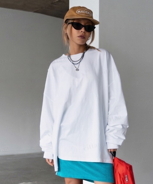 Dalfwin(ダールフィン)の「韓国ファッション バックレイヤードデザイン背中開き長袖Tシャツ(Tシャツ/カットソー・レディース・ホワイト・FREE)」の10枚目の写真