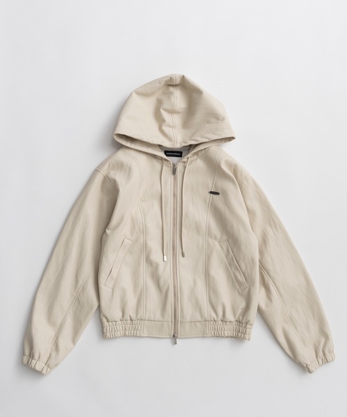 MAISON SPECIAL（メゾンスペシャル）の「Faux Leather Hoodie Parka/フェイクレザーフーディパーカー（ブルゾン・レディース・ブラック/キャメル/アイボリー・FREE）」の11枚目の写真