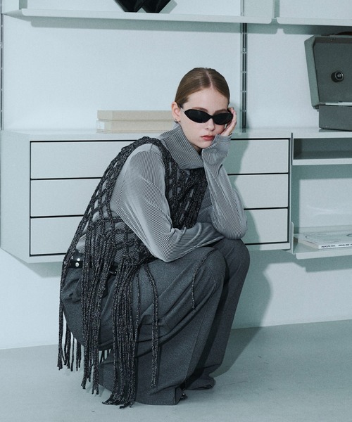 seyto(セイト)の「Fringe hand openwork knit vest / フリンジハンドオープンニットベスト(ベスト・メンズ・ブラック・FREE)」の10枚目の写真