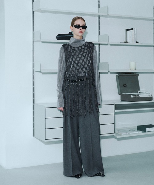 seyto(セイト)の「Fringe hand openwork knit vest / フリンジハンドオープンニットベスト(ベスト・メンズ・ブラック・FREE)」の11枚目の写真